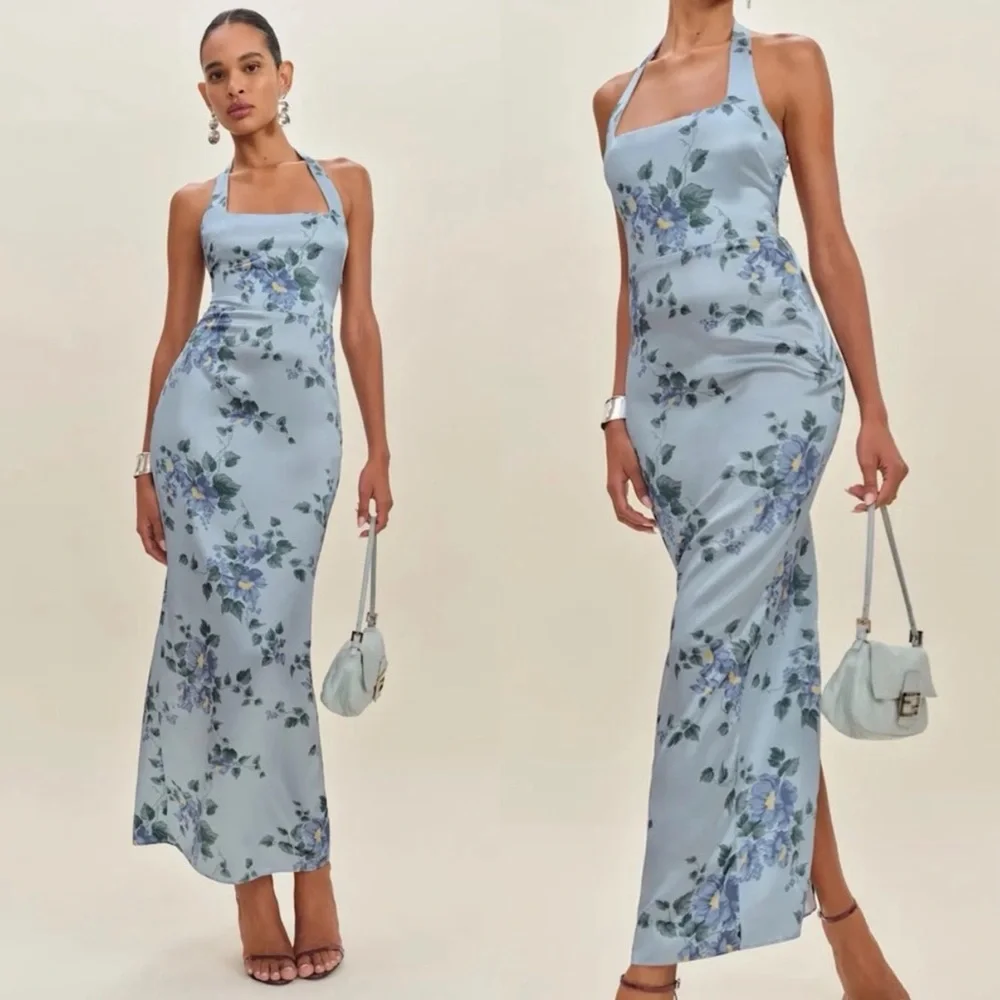 cache royal blue dress Reformation Navy Satin Selah Dress – Thx, It's Not Mine main image 0